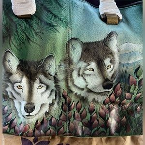 Anuschka Hand Painted Wolf bag BRAND NEW